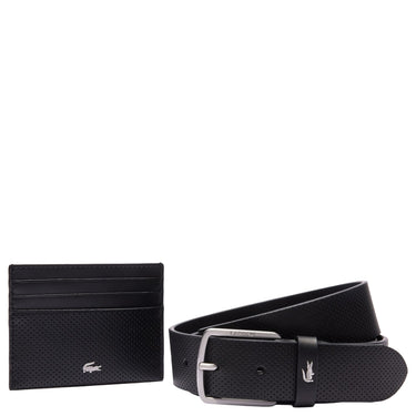 Lacoste Accessory Gift Set - Credit Card Holder 6cc and Leather Belt (black, 110 cm)