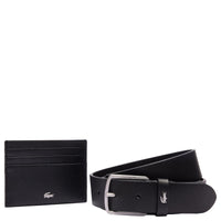 Lacoste Accessory Gift Set - Credit Card Holder 6cc and Leather Belt (black, 110 cm)