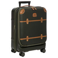 Brics Bellagio - 4-Wheel Cabin Trolley with Front Pocket 55 cm made of recycled material (Color: olive)