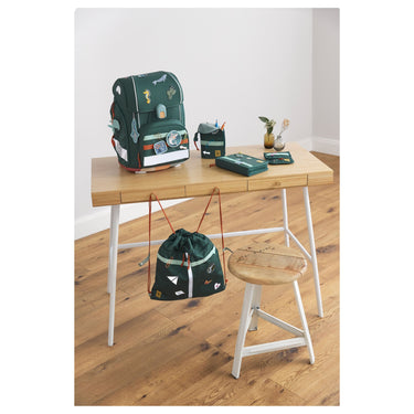 Lässig School Set Boxy Unique - School Backpack Set 7-piece (Dark Green Ocean Edition)