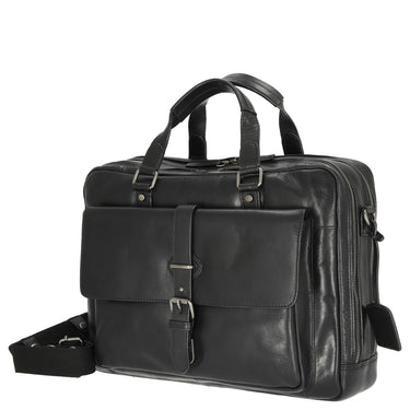 Leonhard Heyden Roma - Briefcase 2 Compartments with Front Pocket Leather 15" 41 cm (Color: black)