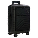 Brics BY Ulisse - 4 - Rollen - Kabinentrolley mit Vortasche 55 cm erw. USB (black, 55 cm (Vortasche)) - Markenkoffer