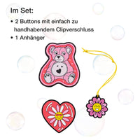 DerDieDas Zubehör Wechselbuttons 3tlg. (Roses) - Markenkoffer