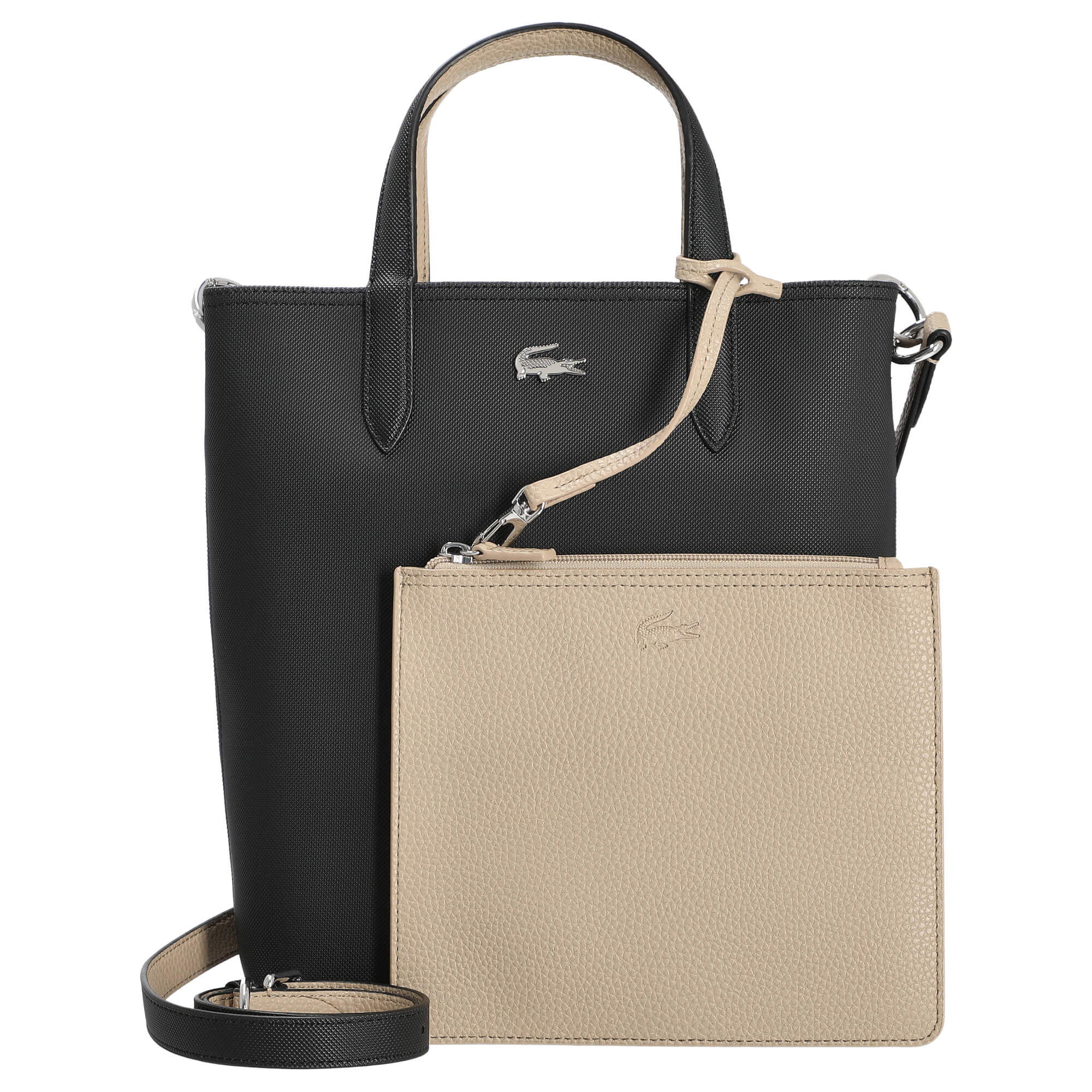 Lacoste Anna Shopper 29 cm Reversible Bag in Noir Krema