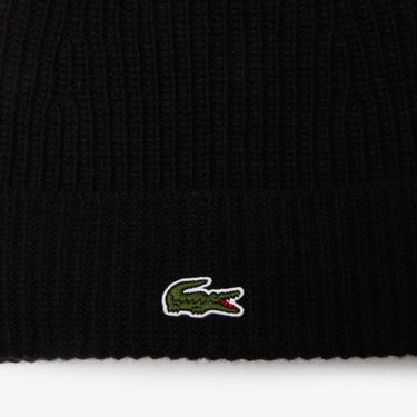 Lacoste Unisex Beanie - Mütze aus gerippter Wolle (black) - Markenkoffer