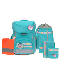 Lässig School Set Slim Unique - Schulranzen Set 7tlg. (Turquoise) - Markenkoffer