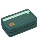 Lässig Triple Pencil Case - Mäppchen 21 cm befüllt (Dunkelgrün Ozean Edition) - Markenkoffer