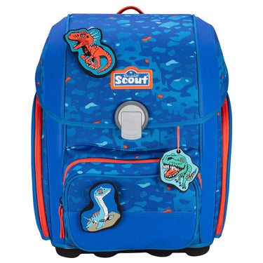 Scout Genius Exklusiv Superflash - Schulranzen Set 4tlg. (Blue Dino) - Markenkoffer