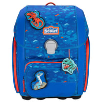 Scout Genius Exklusiv Superflash - Schulranzen Set 4tlg. (Blue Dino) - Markenkoffer