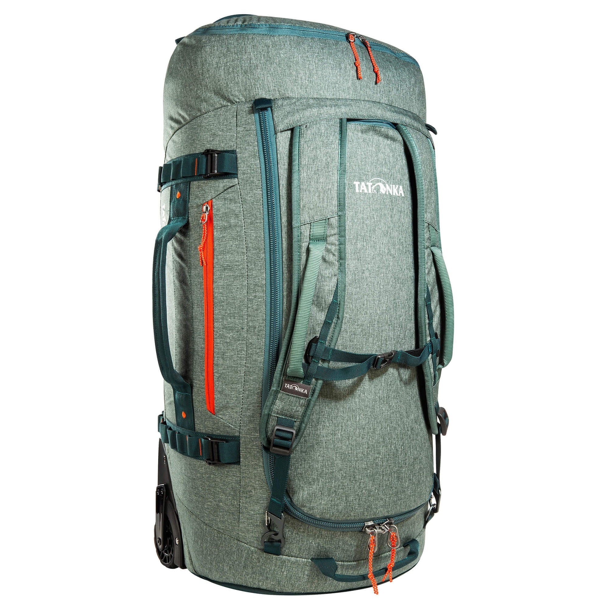TATONKA Barrel Roller L - Trolley Da Viaggio In Telone, 80L, Ruote, Spallacci Zaino, Verde Salvia