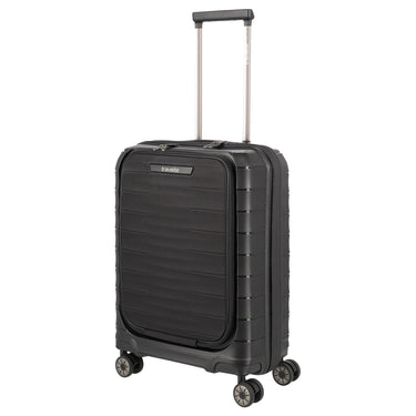 Travelite Mooby - 4 - Rollen - Kabinentrolley mit Vortasche S 55 cm (black) - Markenkoffer