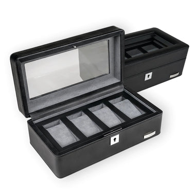 Windrose Tempora - Uhrenkoffer (für 4 Uhren) 26.5 cm (schwarz) - Markenkoffer