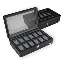 Windrose Tempura - Uhrenkoffer (für 12 Uhren) 38 cm (schwarz) - Markenkoffer