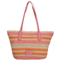natural straw with pink&orange stripes