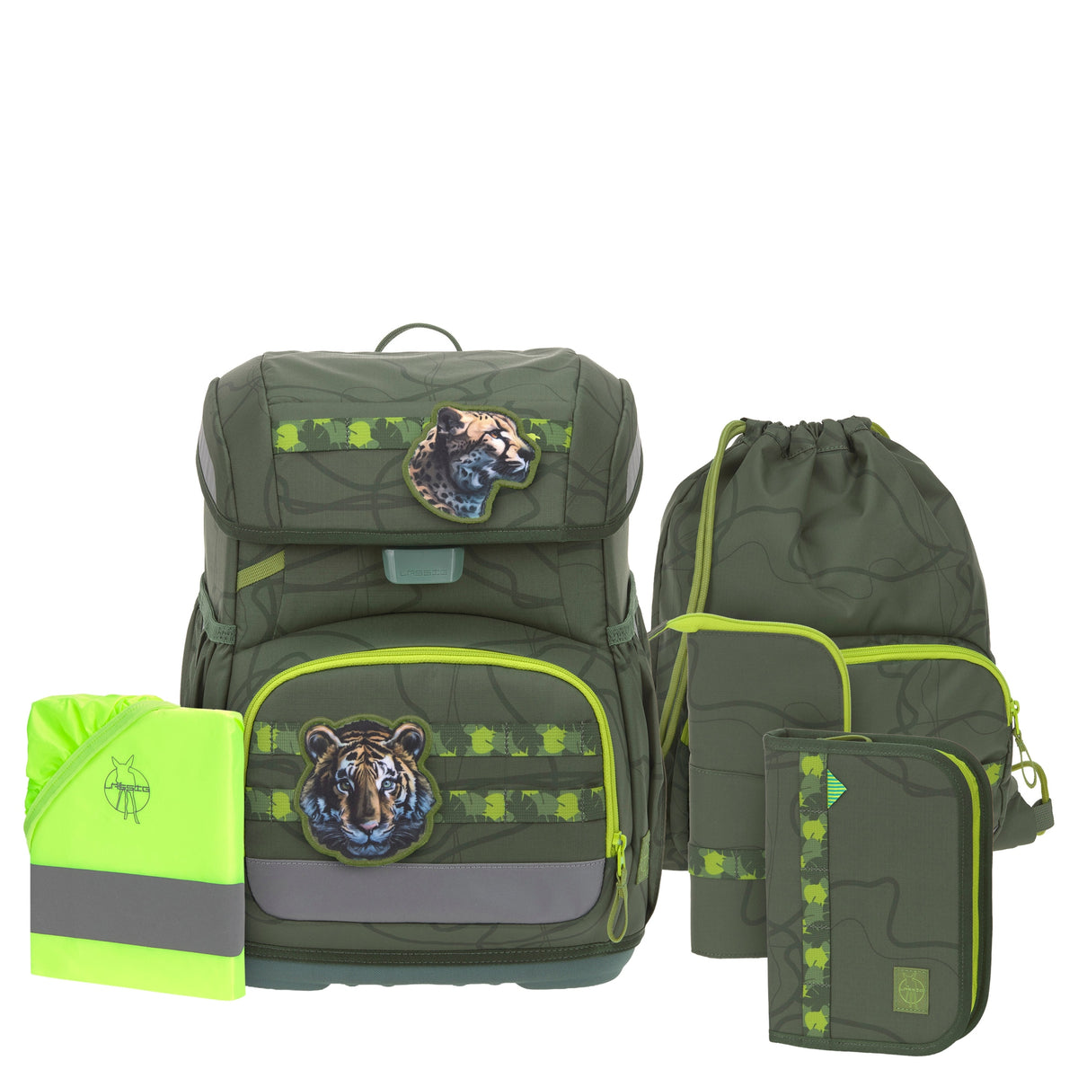 Lässig School Set Light Unique - Schulranzen Set 6tlg. 960g (jungle green)