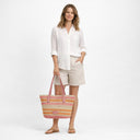 Seidenfelt Savonlinna - Shopper 47 cm (natural straw with pink&orange stripes) - Ansicht 7