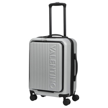 Valentino Bags Lexplor - 4-Wheel Cabin Trolley with Front Pocket 14" 55 cm (Color: silver)