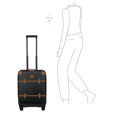Brics Bellagio - 4 - Rollen - Kabinentrolley mit Vortasche 55 cm erw. recycelt (black/tan) - Markenkoffer