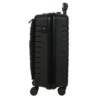 Brics BY Ulisse - 4 - Rollen - Kabinentrolley mit Vortasche 55 cm erw. USB (black, 55 cm (Vortasche)) - Markenkoffer