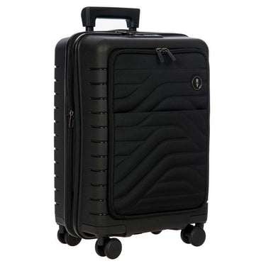 Brics BY Ulisse - 4 - Rollen - Kabinentrolley mit Vortasche 55 cm erw. USB (black, 55 cm (Vortasche)) - Markenkoffer