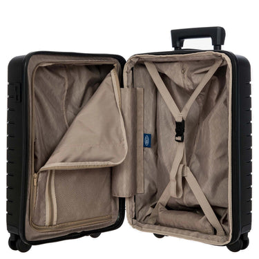 Brics BY Ulisse - 4 - Rollen - Kabinentrolley mit Vortasche 55 cm erw. USB (black, 55 cm (Vortasche)) - Markenkoffer