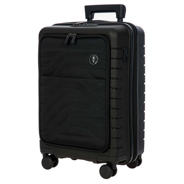 Brics BY Ulisse - 4 - Rollen - Kabinentrolley mit Vortasche 55 cm erw. USB (black, 55 cm (Vortasche)) - Markenkoffer