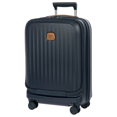 Brics Taormina - 4 - Rollen - Kabinentrolley mit Vortasche 55 cm erw. USB (blau) - Markenkoffer