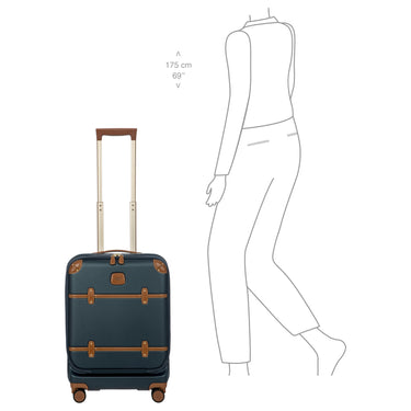 Brics Bellagio - 4 - Rollen - Kabinentrolley mit Vortasche 55 cm erw. recycelt (blue/tan) - Markenkoffer