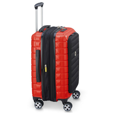 Delsey Paris Shadow 5.0 - 4 - Rollen - Kabinentrolley mit Vordertasche S 55 cm erw. USB (intensives rot) - Markenkoffer