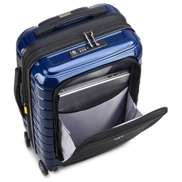 Delsey Paris Shadow 5.0 - 4 - Rollen - Kabinentrolley mit Vordertasche S 55 cm erw. USB (marineblau) - Markenkoffer
