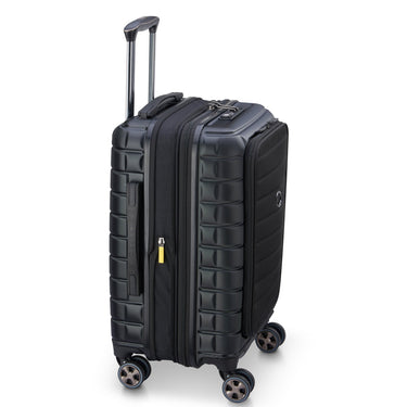 Delsey Paris Shadow 5.0 - 4 - Rollen - Kabinentrolley mit Vordertasche S 55 cm erw. USB (schwarz) - Markenkoffer