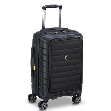 Delsey Paris Shadow 5.0 - 4 - Rollen - Kabinentrolley mit Vordertasche S 55 cm erw. USB (schwarz) - Markenkoffer