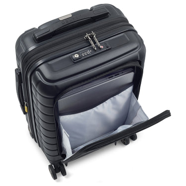 Delsey Paris Shadow 5.0 - 4 - Rollen - Kabinentrolley mit Vordertasche S 55 cm erw. USB (schwarz) - Markenkoffer