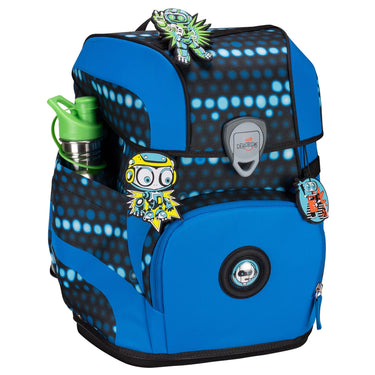 DerDieDas ErgoFlex Tiny Exklusiv Superflash - Schulranzen Set 5 tlg. 900g (Blue Robot) - Markenkoffer
