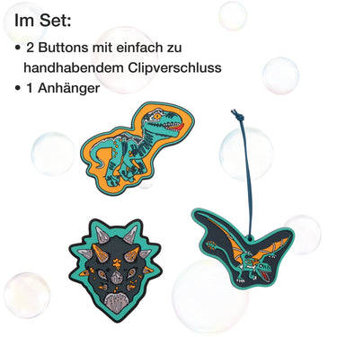 DerDieDas Zubehör Wechselbuttons 3tlg. (Dino Time) - Markenkoffer