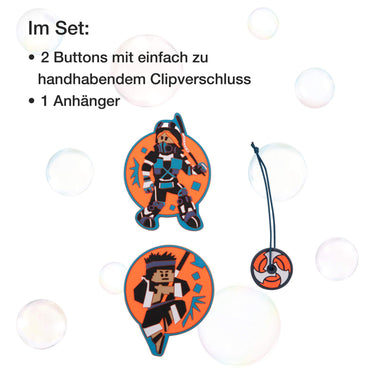 DerDieDas Zubehör Wechselbuttons 3tlg. (Ninja Fighter) - Markenkoffer