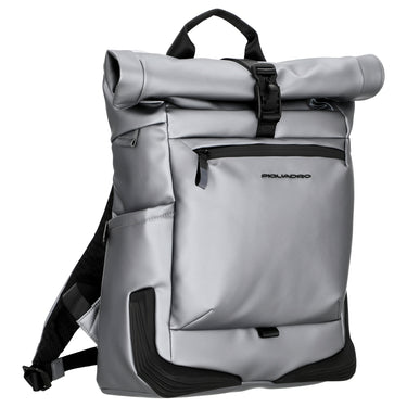 laptop fahrradrucksack Piquadro Roll Top Fahrradrucksack silber/schwarz – Markenkoffer