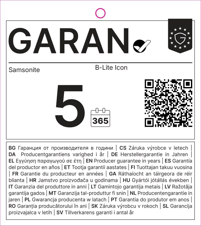 EU-GARAN-Label: Herstellergarantie in Jahren: 5.0 – Samsonite