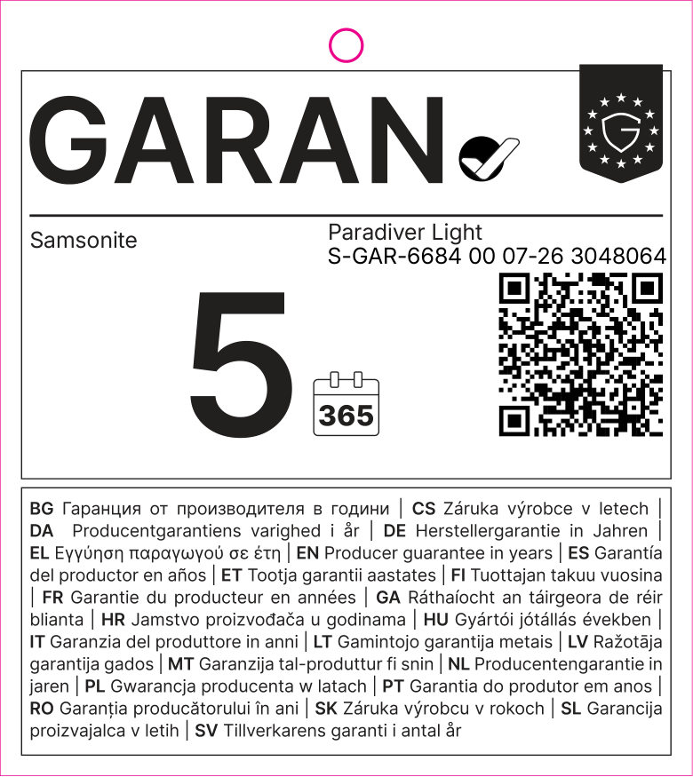 EU-GARAN-Label: Herstellergarantie in Jahren: 5.0 – Samsonite