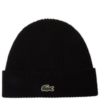 Lacoste Unisex Beanie - Mütze aus gerippter Wolle (black) - Markenkoffer
