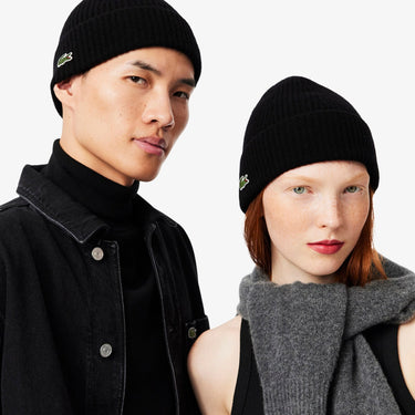 Lacoste Unisex Beanie - Mütze aus gerippter Wolle (black) - Ansicht 3
