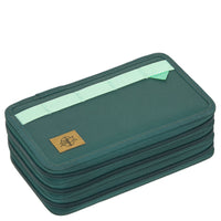 Lässig Triple Pencil Case - Mäppchen 21 cm befüllt (Dunkelgrün Ozean Edition)