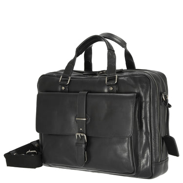 Leonhard Heyden Roma - Aktentasche 2 Fächer. mit Vortasche Leder 15" 41 cm (schwarz) - Markenkoffer