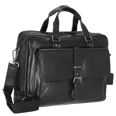 Leonhard Heyden Roma - Aktentasche 2 Fächer. mit Vortasche Leder 15" 41 cm (schwarz) - Markenkoffer