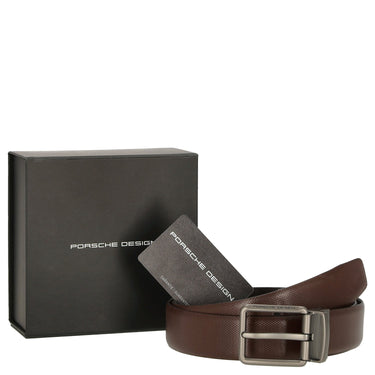 Porsche Design Soft Grain - Wende - Gürtel 35 mm (dark brown, 120) - Markenkoffer