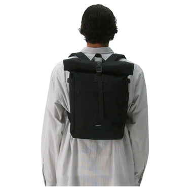 Sandqvist Icon Rolltop - Rucksack M 14" 60 cm (black/ black with black leather) - Markenkoffer