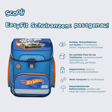 Scooli EasyFit - Schulranzen Set 5tlg. (Hot Wheels) - Markenkoffer