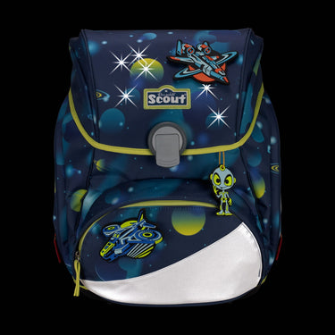 Scout Alpha Exklusiv LED - Schulranzen Set 4tlg. (Planes) - Markenkoffer