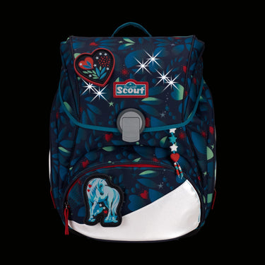 Scout Alpha Exklusiv LED - Schulranzen Set 4tlg. (White Unicorn) - Markenkoffer