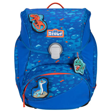 Scout Alpha Exklusiv Superflash - Schulranzen Set 4tlg. (Blue Dino) - Markenkoffer